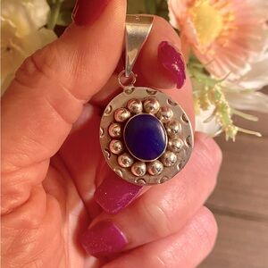 *SOLD* Sterling Lapis Sunflower Pendant 🌻